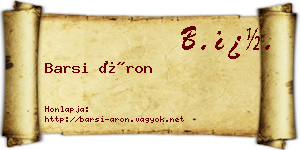 Barsi Áron névjegykártya